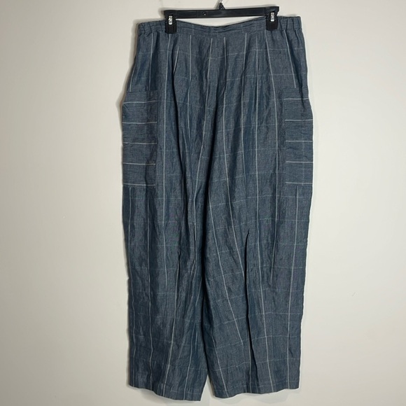 Shirin Guild | Women’s 100% Linen Lagenlook Pants Size Small Blue Striped - Picture 1 of 6